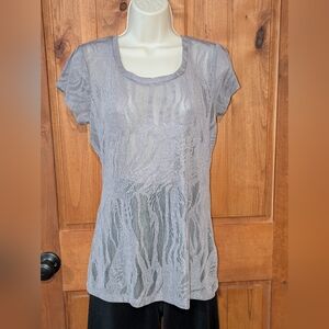 Charlotte Russe Sheer Gray Short‎ Sleeve Tee
